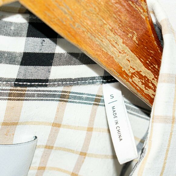 BLDWN $138 Modern Relaxed Button up Julian Shirt Short Sleeve Plaid Sz Small - Picture 7 of 8